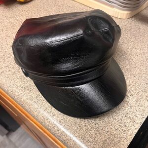 Childs "news paperstyle black pleather hat